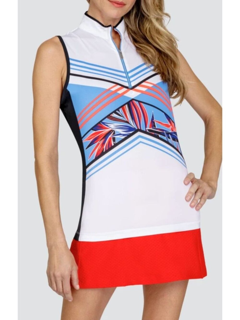TAIL Akiko Top Pajaro Parallels Golf Shirt Sleeveless Size S Tennis Pickleball